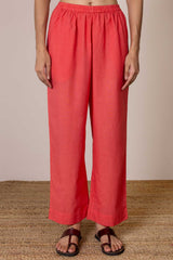 Salmon Wide Cotton Trousers