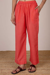 Salmon Wide Cotton Trousers