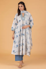 Blue Floral Grid Kurta