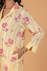 Yellow Checked Shirt Kurta