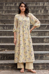 Lemon Blossom Chiffon Sleeve Kurta