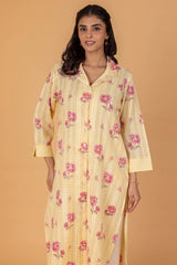 Yellow Checked Shirt Kurta