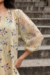 Lemon Blossom Chiffon Sleeve Kurta