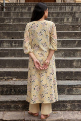 Lemon Blossom Chiffon Sleeve Kurta