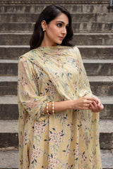 Lemon Blossom Chiffon Sleeve Kurta