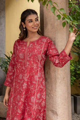 Scarlet Floral Kurta