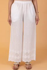 White Schiffli Trouser