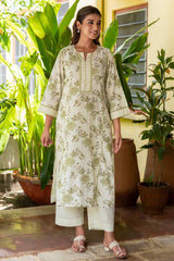 Green Floral Kurta
