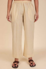 Beige Wide Cotton Trousers