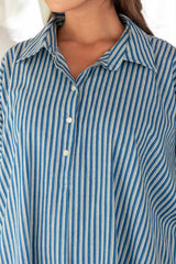 Striped Blue Anti-Fit Kurta
