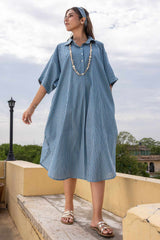 Striped Blue Anti-Fit Kurta