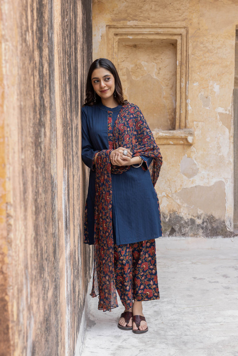 Midnight Blue Short Kurta