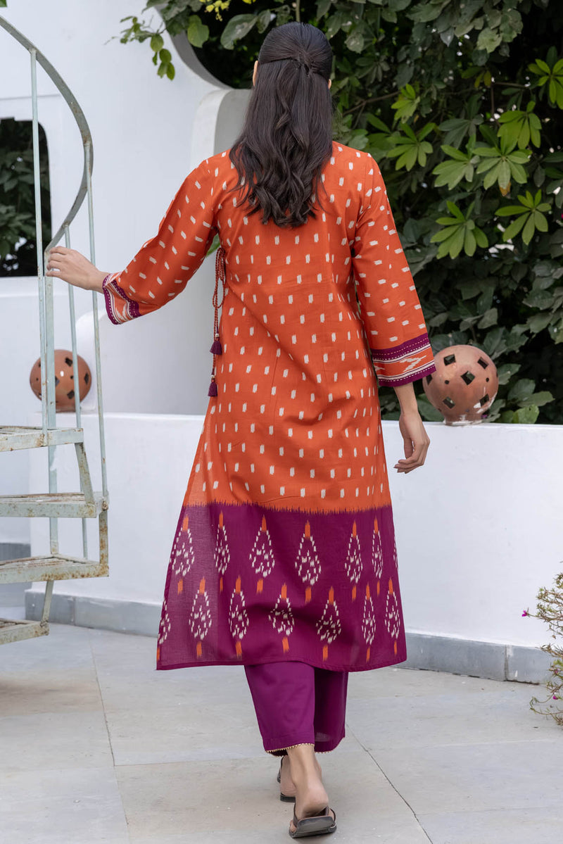 Vintage Orange Angarkha Style Kurta