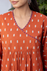 Vintage Orange Angarkha Style Kurta