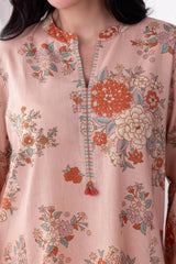 Peach Floral Short Kurti