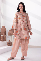 Peach Floral Short Kurti