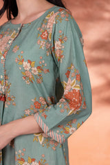 Teal Green Floral Kurta