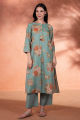 Teal Green Floral Kurta