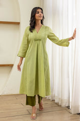 Lime Green Pleated Kurta