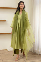 Lime Green Pleated Kurta