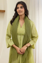 Lime Green Pleated Kurta
