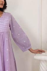 Pleated Lilac Handloom Kurta