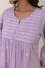 Pleated Lilac Handloom Kurta