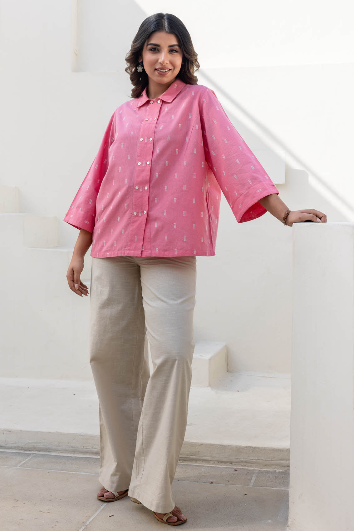 Bubblegum Pink Placket Shirt – Cottons Jaipur