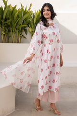 Pink Floral Dobby Kurta