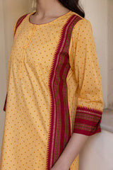 Yellow  Narayanpeth Short Kurta