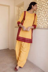 Yellow  Narayanpeth Short Kurta