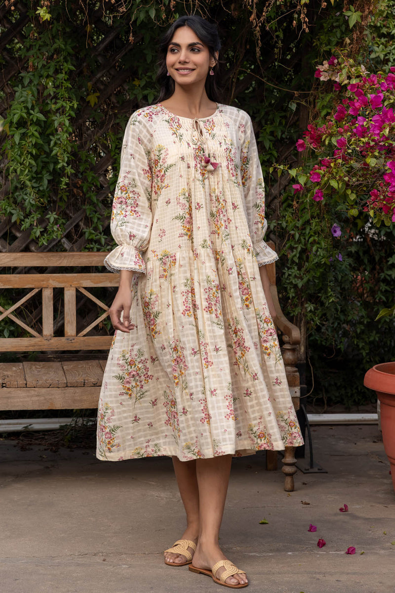 Floral Splash Dress – Cottons Jaipur