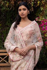 Floral Pink Printed Sari