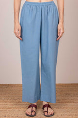 Gulnar Blue Wide Cotton Trousers