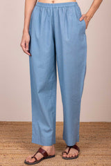 Gulnar Blue Wide Cotton Trousers