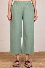 Sage Green Slub Trousers