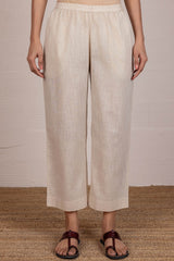 Off White Cotton Slub Trousers