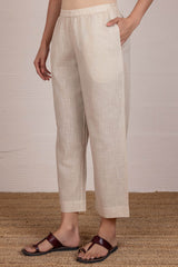 Off White Cotton Slub Trousers