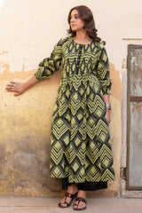 Green Grid Kurta