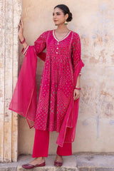 Gulnaar Bandhej Kurta