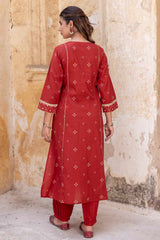Surkh Bandhej Kurta