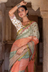 Multi-Striped Doria Saree