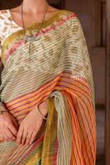 Multi-Striped Doria Saree