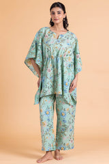 Soft Blooms Kaftan Nightsuit Set