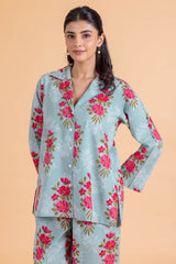 Blue Floral Pajama Set