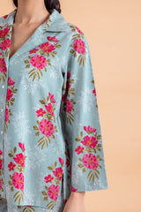 Blue Floral Pajama Set