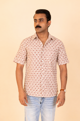 Off White Cotton Printed Shirt