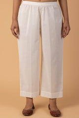 White Wide Legged Cambric Trousers