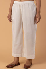 White Wide Legged Cambric Trousers