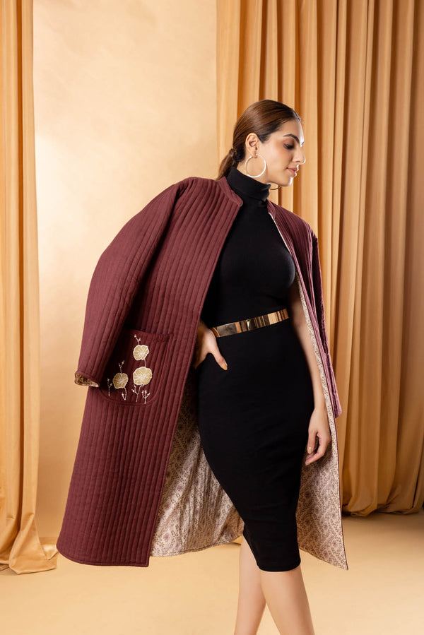 Applique Quilted Long Jacket